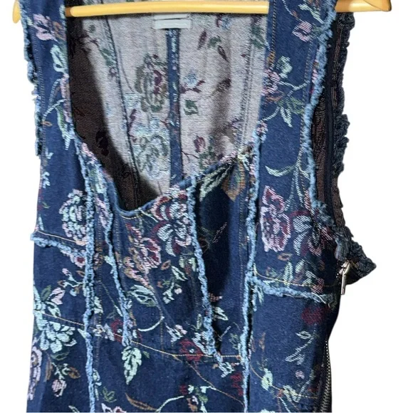 URBAN OUTFITTERS Scarlett Floral Embroidered Denim Sweetheart Mini Dress XL - Picture 4 of 12